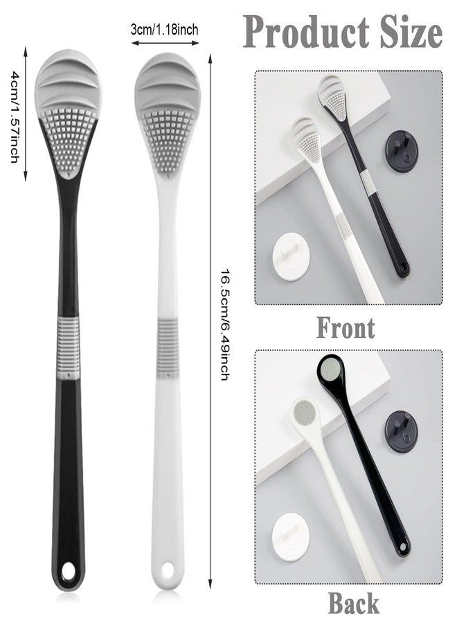 MAYCREATE® Tongue Cleaner Adults, 2Pcs Silicone Tongue Scraper Soft Tounge Cleaner Helps Fight Bad Breath Tough Cleaner Fan Shape Tung Cleaner Tongue Brush - Image 2